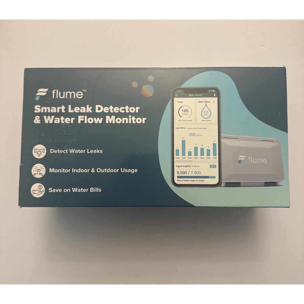 Flume Smart Water Monitor Leak Detector Flow Meter WiFi System Open Box Complete